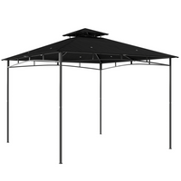 Outsunny - Pavillon 10 pi l x 10 pi L - pavillon de jardin So pi L avec toit à deux niveaux - noir-Tissu polyester 180g/m² avec revêtement PA protège contre la pluie et les rayons nocifs du soleil