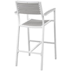 Modway - Maine Terrasse extérieure Tabouret de bar - Blanc gris clair - Ensemble de 2-Glissières de base en plastique