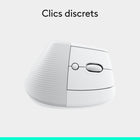 Logitech - Lift Souris Ergonomique Verticale - Blanc-Les pièces en plastique de Lift contiennent du plastique post-consommation certifié recyclé (Graphite: 70%, Rose et Off-white: 54%; hors plastique dans le récepteur, la batterie, le circuit imprimé (PWA), le câble FFC et l'emballage)