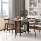HOMCOM - table à manger pliante à roulettes 51 po avec rallonge rabattable et étagère de rangement pour 6 personnes - brun rustique-6 roulettes pour un déplacement facile 6 avec freins pour plus de stabilité 