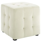 Modway - Contour Cube à touffes Performance Velvet Ottoman - Ivoire-Ottoman en forme de cube