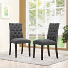 Modway - Duchess Tissu Chaise à manger Ensemble de 2 - Gris-Dossier boutonné luxueusement touffé