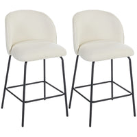 HOMCOM tabourets de bar modernes 27 po hauteur comptoir avec dossier - blanc crème - paquet de 2-Ensemble de deux tabourets de bar modernes apportant un aspect élégant et uniforme à votre espace 
