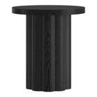 Hudson&Canal - Table d'appoint ronde cannelée Olie - 20 po l - Grain noir-La table est fabriquée en MDF de haute qualité et durable, avec une structure interne en métal