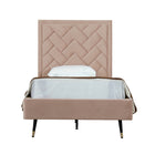 Manhattan Comfort - Lit une place moderne Crosby 81,1" en velours - Nude-Cadre de lit jumeau de style milieu du siècle avec tête de lit pour chambre