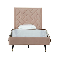 Manhattan Comfort - Lit une place moderne Crosby 81,1" en velours - Nude-Cadre de lit jumeau de style milieu du siècle avec tête de lit pour chambre