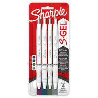 Sharpie - Stylos S-Gel, stylos gel à barillet tendance, corps blanc perle, pointe moyenne (0,7 mm), assortiment de couleurs riches et profondes, 4 unités-Stylos gel toujours fluides qui ne bavent ou ne tachent pas