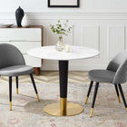 Modway - Zinque 36 po Table à manger, Or Blanc-Plateau en MDF