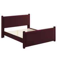 Modway - Rael Performance Velvet Lit plateforme Queen, Mûrier-Sellerie en velours Performance résistante aux taches