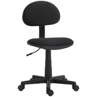 HOMCOM - Chaise de bureau pivotante sans accoudoirs à hauteur réglable avec roulettes - noir-Le dossier bas soutient les longues sessions d’assise