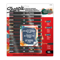 Sharpie - Marqueurs créatifs tons terreux, marqueurs acryliques à base d’eau, pointe pinceau - Paquet de 12-Marqueurs créatifs avec une encre semblable à de la peinture qui ne passe pas à travers le papier