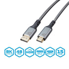 BlueDiamond - Câble Pro Display Port 1.4 vers HDMI 2.1 UHD 8K - 15 pieds - Gris-Faible EMI : Testé pour garantir une faible émission d'EMI, ce qui réduit les interférences potentielles avec les réseaux sans fil et l'équipement audiovisuel.