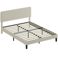HOMCOM - Cadre de lit plateforme avec tête de lit réglable format queen - gris clair-La tête de lit réglable offre trois options de hauteur pour un confort personnalisé 