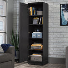 Sauder - Meuble de rangement HomePlus - Chêne corbeau-La porte réversible s'ouvre à gauche ou à droite, offrant un placement polyvalent dans n'importe quelle pièce