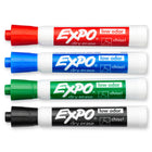 Expo - Marqueurs à effacement sec à faible odeur − Pointe biseautée − Couleurs variées − Paquet de 4-Encre de conception spéciale à faible odeur idéale pour la salle de classe, les petits bureaux et la maison