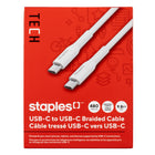 Staples - TECH Câble de chargement USB-C vers USB-C - 9,8 pi - blanc-Câble de chargement USB-C vers USB-C de 9,8 pi (3 m) qui transfère les données à des vitesses allant jusqu’à 480 Mb/s