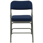 Chaise pliante HERCULES à triple entretoise et double charnière en métal et tissu marine-Ensemble de 2 chaises pliantes rembourrées en métal