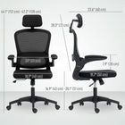HOMCOM - Chaise de bureau ergonomique avec support lombaire et accoudoirs relevables - noir-Le dossier en maille respirante et l’assise en mousse haute densité garantissent une utilisation fraîche et confortable toute la journée 