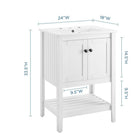 Modway - Prestige 24" Vanette de salle de bain - Blanc blanc-Portes à fermeture douce
