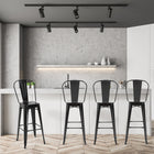 HOMCOM tabourets de bar industriels avec dossier amovible et cadre en métal - noir - paquet de 4-Dossier amovible pour changer de style instantanément 
