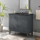 Modway - Render 36" Vanette de salle de bain - Gris Noir-Coiffeuse à grains de noyer