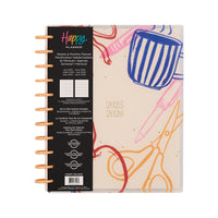 The Happy Planner - Planificateur personnalisable Sunday Brunch 2025-2026 12-mois-Ce modèle Sunday Brunch présente de charmantes illustrations dessinées à la main d’essentiels de salle de classe, des motifs amusants, des tons pastel doux et des couvertures givrées, en plastique anti-rayures