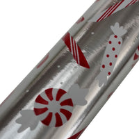 Mara-Mi by Gartner Studios - Papier d'emballage cadeau de Noël de qualité supérieure - Feuille d’argent avec bonbons et cannes de bonbon-Papier d’emballage des Fêtes de qualité supérieure 