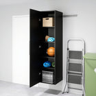 Prepac - Armoire de rangement étroite HangUps de 18 po - noir-Poignées au fini nickel satiné