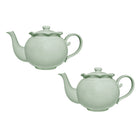 Casa Domani - Théière Florence Sage 1L - Paquet de 2-En porcelaine avec un motif délicat en relief sur un profil festonné.