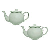 Casa Domani - Théière Florence Sage 1L - Paquet de 2-En porcelaine avec un motif délicat en relief sur un profil festonné.