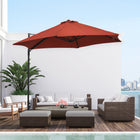 Outsunny - Parasol déporté 8,5 pi avec rotation à 360°, rouge vin-Une toile ventilée aide à rester stable face au vent