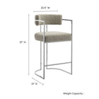 Modway - Huron Dos courbé Tissu et métal Tabouret de comptoir - Blé argenté-Cadre en acier inoxydable en métal chromé