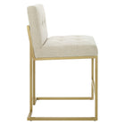 Modway - Privy Acier inoxydable doré Tissu rembourré Tabouret de comptoir - Beige doré-Capsules de pied non marquées
