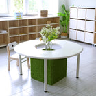 Beleduc Furniture - table ronde de classe Emmanuele - avec un trou rond au centre - 120 L X 120 W cm - blanc-Le grand trou rond au centre de la table permet de développer des activités éducatives, de faire semblant de jouer ou même de décorer avec des plantes