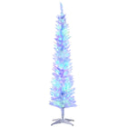 HOMCOM - Sapin de Noël artificiel de 6 pi avec lumières LED colourées - blanc-6 pi de haut, luxuriant avec des feuilles blanches qui donnent un aspect sain et naturel 