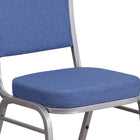 Chaise de banquet empilable en tissu bleu avec dossier couronne, siège épais et cadre argenté, ensemble de 4 [4-FD-C01-S-7-GG]-Panneau arrière sans couture