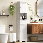 HOMCOM - Armoire de rangement de salle de bain 67 po avec lumière LED et étagère réglable - blanc-L'étagère de l'armoire inférieure s'ajuste à trois hauteurs, convenant aux objets grands et petits 