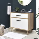 Modway - Maverick 36" Vanette de salle de bain - Chêne noir-Bassin d’évier en céramique