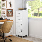 HOMCOM - Armoire de classement latérale à 4 tiroirs pour dossiers lettre/A4 avec serrure - blanc-Le style moderne aux lignes épurées complète la décoration de bureau 
