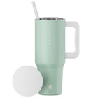 GROSCHE - Aspen Gobelet Isolé avec Poignée - 40 oz - Vert Écume-Couvercle à paille isolé et résistant aux éclaboussures