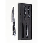 Minimal - Ensemble de couteaux à steak Damascus Black Stone de 4 pièces, service pour 4 personnes-Poignées élégantes uniques au design ergonomiquees