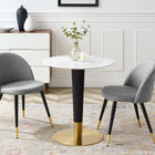 Modway - Zinque 28 po Marbre artificiel Table à manger, Or Blanc-Table en marbre artificiel