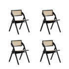Manhattan Comfort - Lot de 4 chaises pliantes de salle à manger Lambinet 53 cm style industriel chic - noir et cannage naturel-Moderne - Chaise de salle à manger pliante en rotin au style industriel chic parfaite pour la salle à manger Lot de 4