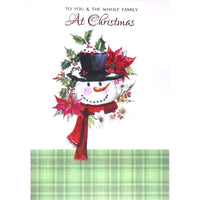 Mill Brook Studio - Cartes de souhaits Noël / Enveloppes - 5-3/8 po x 7-3/4 po - À Vous et Votre Famille: Couronne Bonhomme de Neige - Paquet de 18-Cartes de souhaits qualité boutique