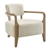 Modway - Zinnia Tissu rayé rembourré Chaise d’accent - Avoine-Tissu rayé