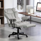 HOMCOM - Chaise de bureau grande taille à haut dossier avec repose-pieds - gris-Dossier inclinable à 140 degrés et repose-pieds