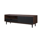 Manhattan Comfort - Meuble TV Duane 59,25 po style Mid-Century Modern - Marron Foncé et Noir-Pieds en métal pour la mode et la durabilité