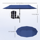 Outsunny - Parasol de patio extra-large double-face - 15 pi - bleu-La toile en polyester sélectionnée vous protège des éléments nuisibles