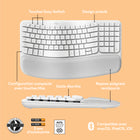 Logitech - Wave Keys for Mac, clavier ergonomique sans fil avec repose-poignets rembourré - Blanc-Des journées plus confortables, moins d’encombrement: Wave Keys for Mac est un clavier Logitech fabriqué avec 46% de plastique recyclé, qui possède la certification "Neutre en carbone"
