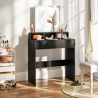 HOMCOM - Coiffeuse avec miroir et lumières - 29,5 po L x 15 po l x 53,1 po H - noir-Plateau spacieux, deux tiroirs et trois compartiments ouverts pour organiser les essentiels de beauté 